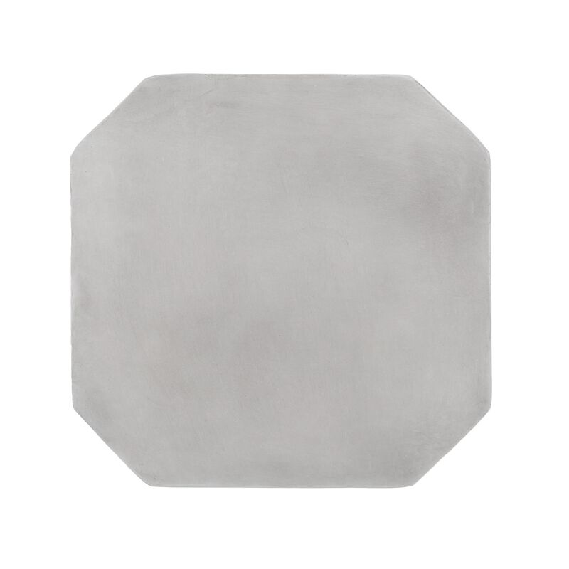 Outdoor End Table, Modern Hourglass Shape, 17 Inch, Natural Concrete - Benzara