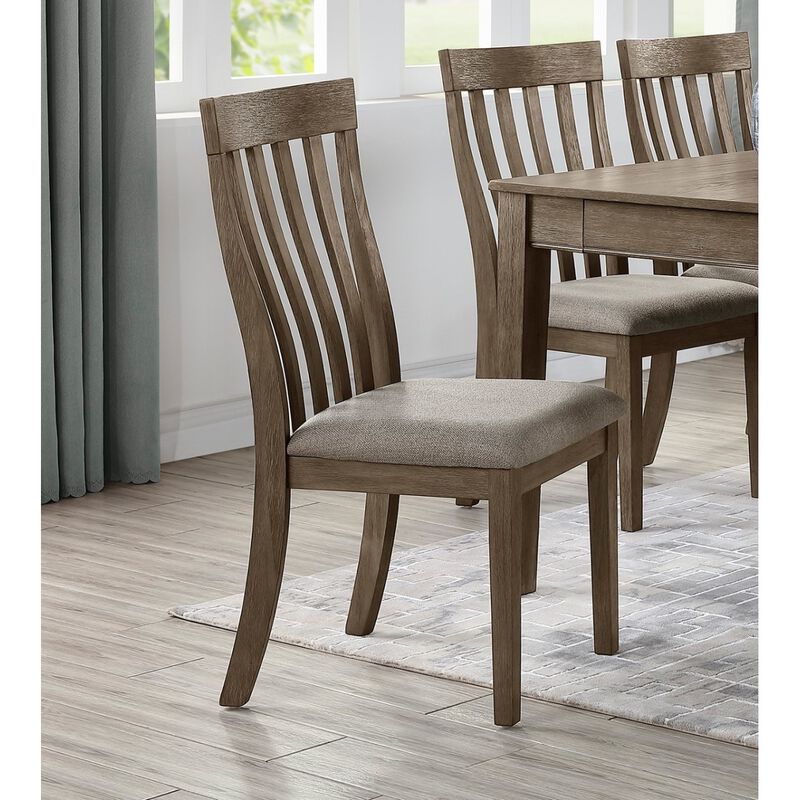 Wire Brushed Brown Side Chairs Set