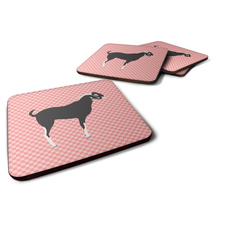 Caroline's Treasures Black Bengal Goat Pink Check Decorative coasters, 3.5, Multicolor