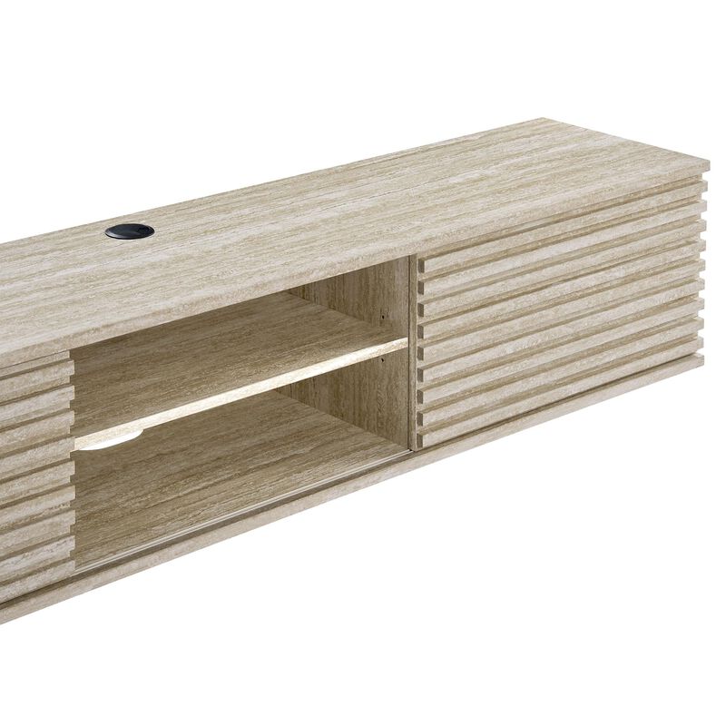 Modway Render Faux Travertine 71 Inch Floating TV Stand in Travertine image number 7