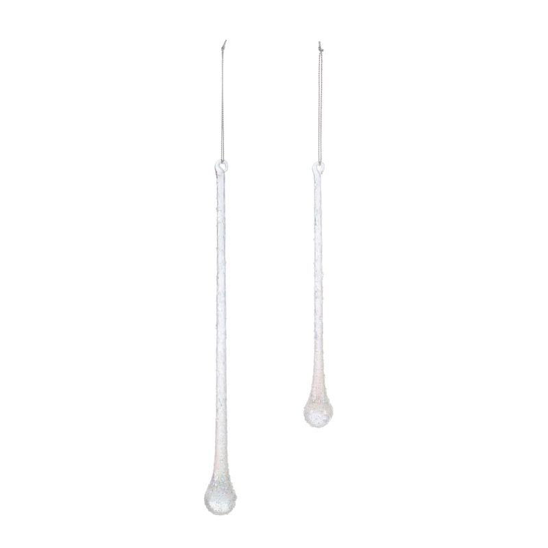 Set of 12 Iridescent Glass Drop Ornaments with Beads for Festive Tree Decoration