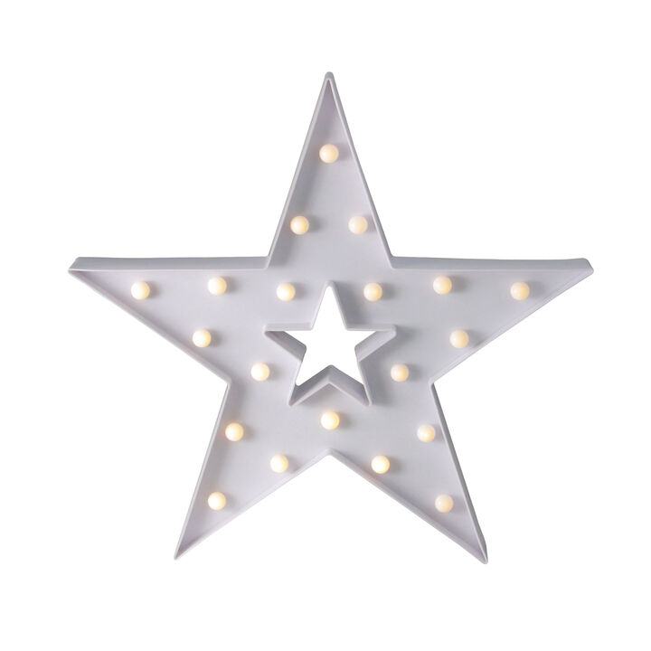 15" White Star LED Marquee Wall Sign