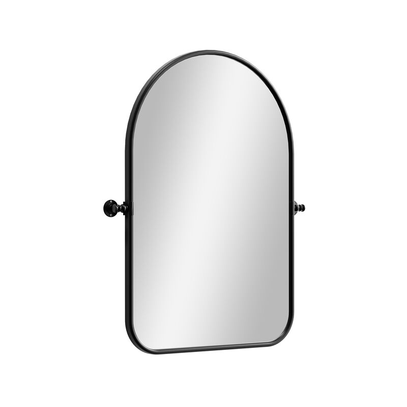 HomeRoots 32" Black Arch Metal Swivel Framed Accent Mirror image number 2