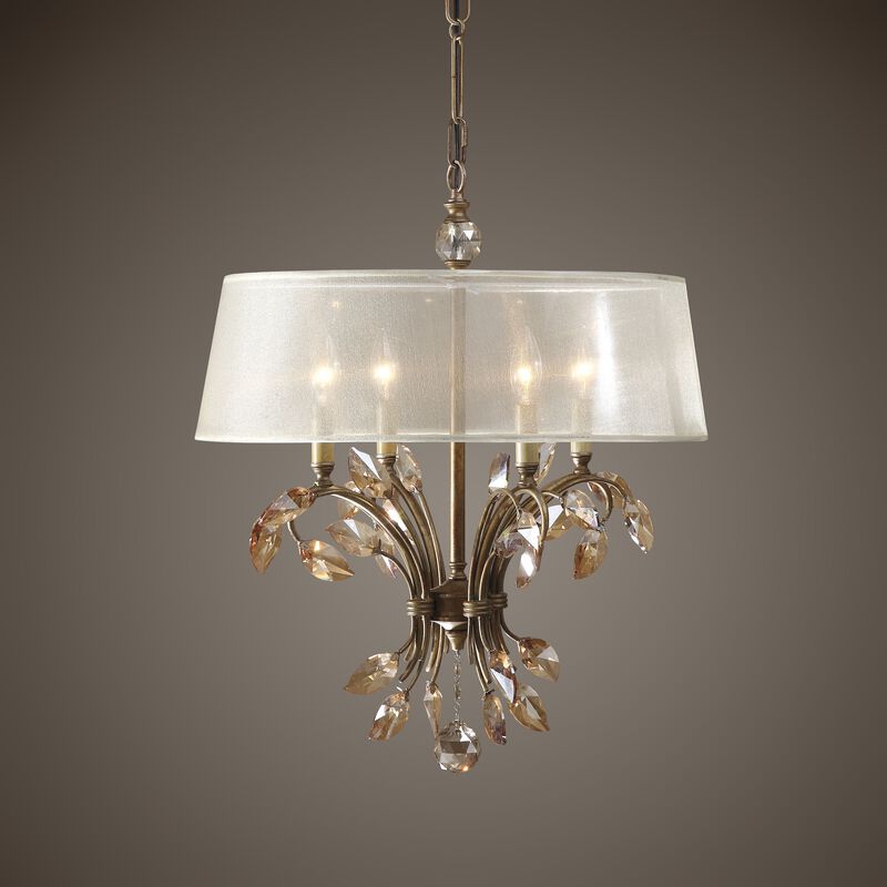 Uttermost Alenya 4 Light Gold Metal Chandelier