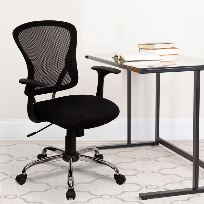 Alfred Mid-Back Dark Gray Mesh Swivel Task Office Chair with Chrome Base and Arms image number 1