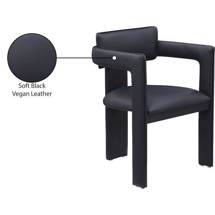 Meridian Furniture Brenda Black Vegan Leather Dining Chair, Set of 2
