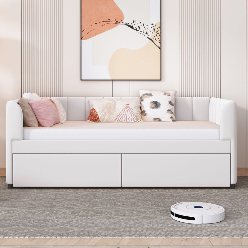 Merax Velvet Daybed with Backrest and 2 Drawers