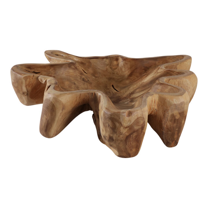 24x6" Teak Wood Bowl, Natural