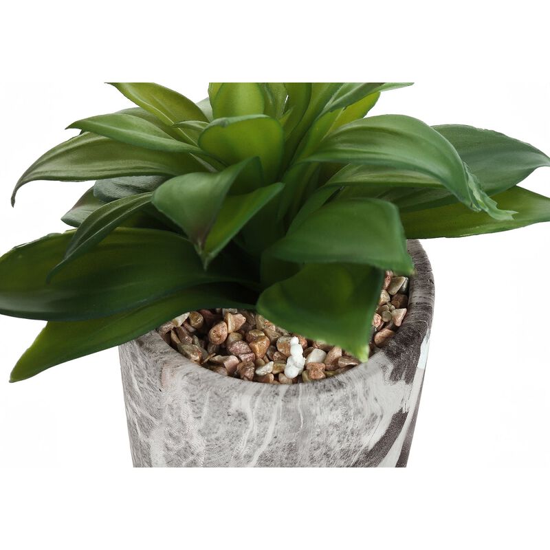 Monarch Specialties I 9586 - Artificial Plant, 6" Tall, Succulent, Indoor, Faux, Fake, Table, Greenery, Potted, Set Of 2, Decorative, Green Leaves, Grey Cement Pots image number 3