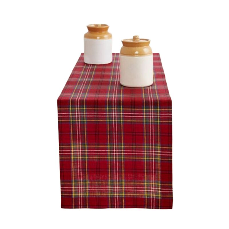 Solino Home 100% Pure Linen Table Runner - Classic Tartan Plaid