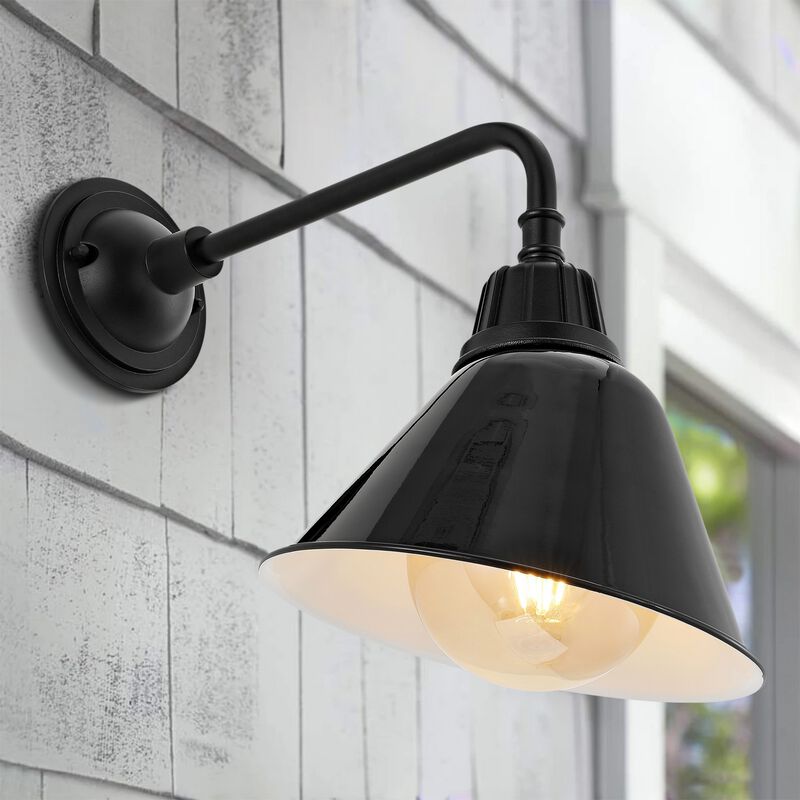 Croydon Farmhouse Industrial Indoor/Outdoor Iron LED Gooseneck Arm Outdoor Sconce