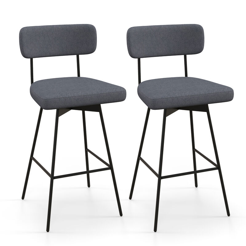 Set of 2 Upholstered Swivel Bar Stools Counter Height for Comfort and Style