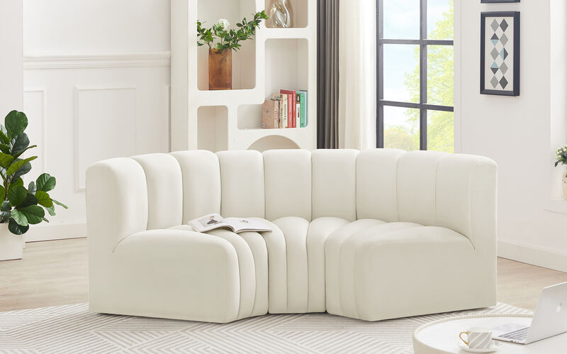 Meridian Furniture Arc Cream Velvet Modular Sofa image number 1