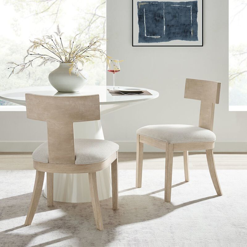Peregrine Wood and Fabric Upholstered Dining Chairs Set of 2 image number 8