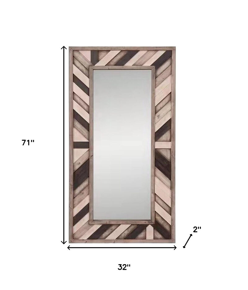 HomeRoots 71" Ivory and Gray Wood Framed Leaning Accent Mirror image number 2