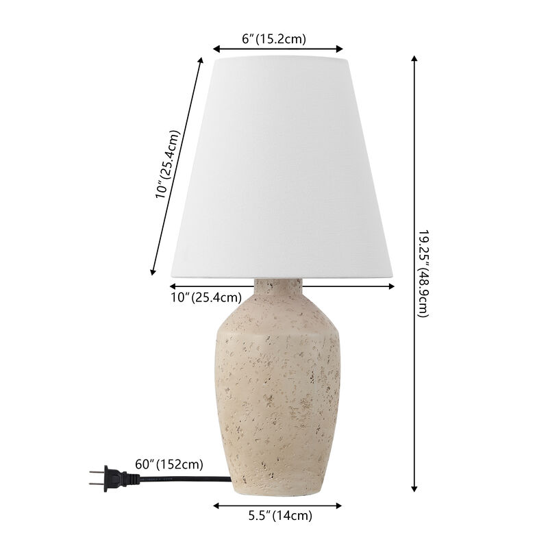 Xander 19.5" Minimalist Scandinavian Concrete Effect Resin/Iron Ginger Jar LED Table Lamp
