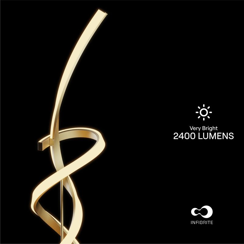 Golden Swirl 31W LED Floor Lamp 59 in. - 3000K Warm Glow- Stepless Dimming