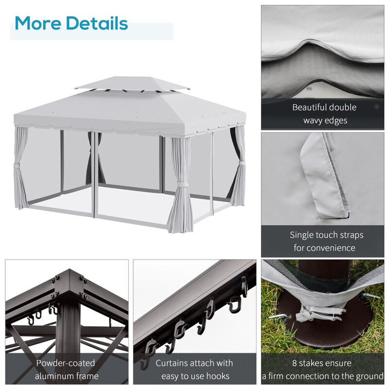 Hivvago 10' x 13' Patio Gazebo with Netting & Curtains image number 4