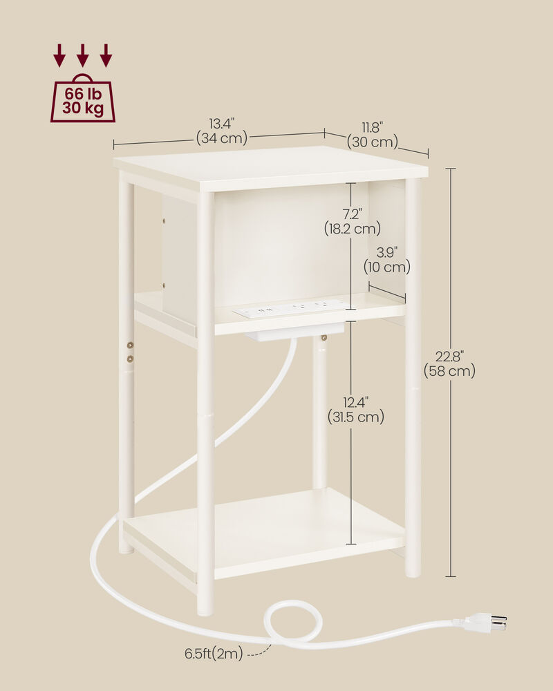 Side Table with Charging Station - 3-Tier End Table with USB Ports and Outlets for Convenient Charging image number 5