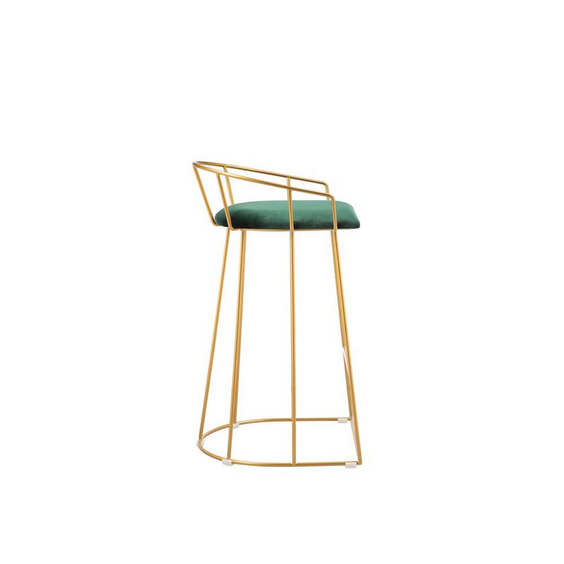 Pangea Home Jillian Gold Counter Stool Green Velvet