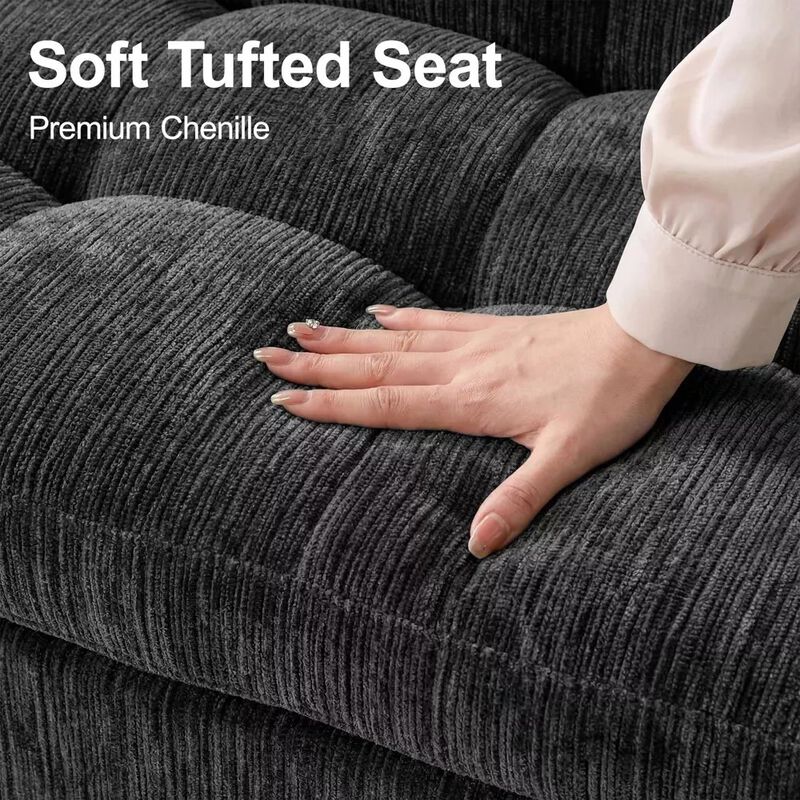 Vipbear 79" 5-Seat L-Shaped Sectional Sleeper Sofa Bed, Chenille Pull-Out Couch with Backrest image number 7