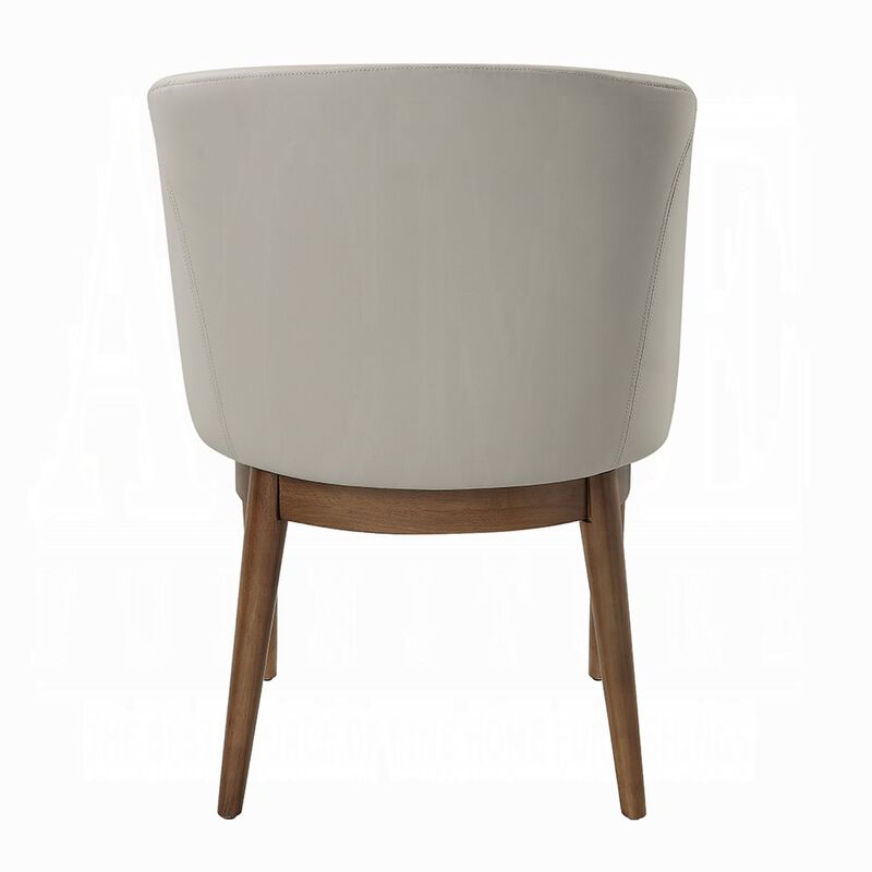 Hima Dining Side Chair Set of 2, Gray Faux Leather, Walnut Brown Wood image number 4