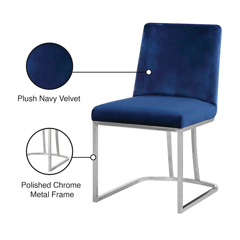 Meridian Furniture Heidi Navy Velvet Dining Chair, Set of 2