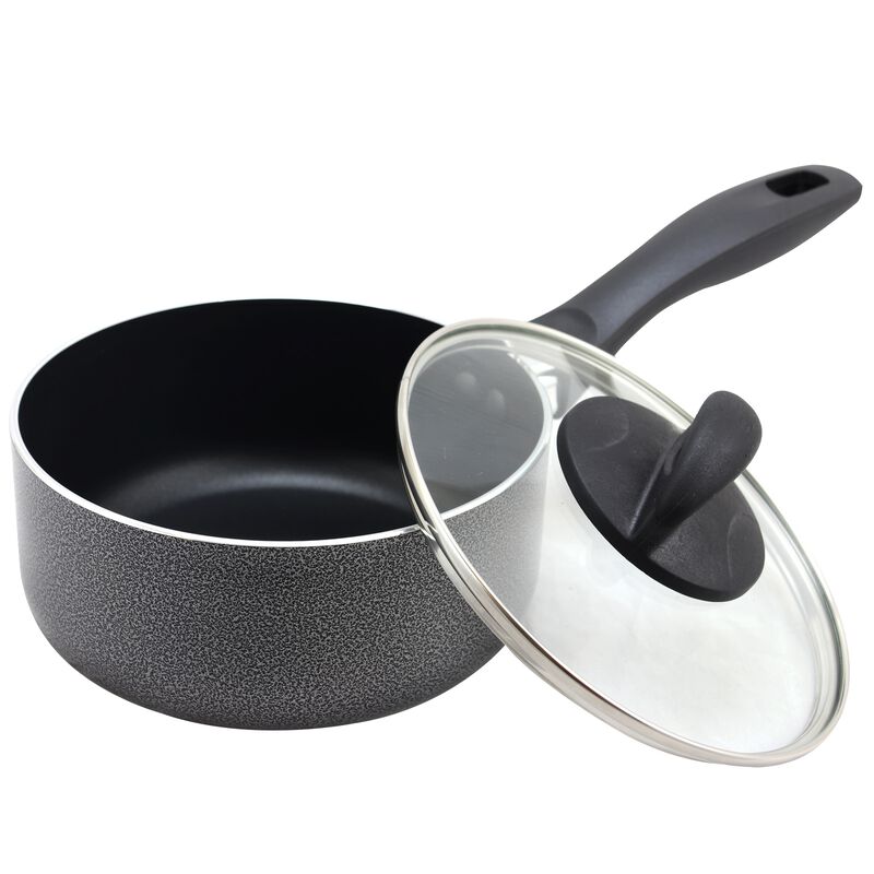 Oster Clairborne 1.5 Quart Aluminum Sauce Pan with Lid in Charcoal Grey
