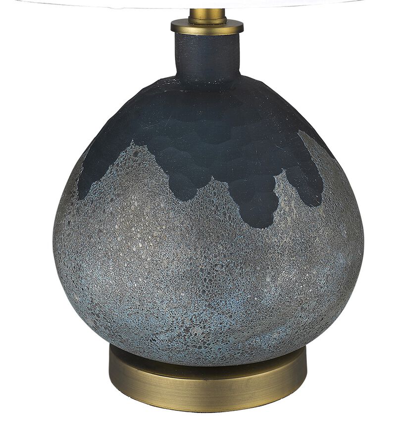 Hivvago 22" Teal Blue Concrete Gourd Table Lamp With Cream Empire Shade