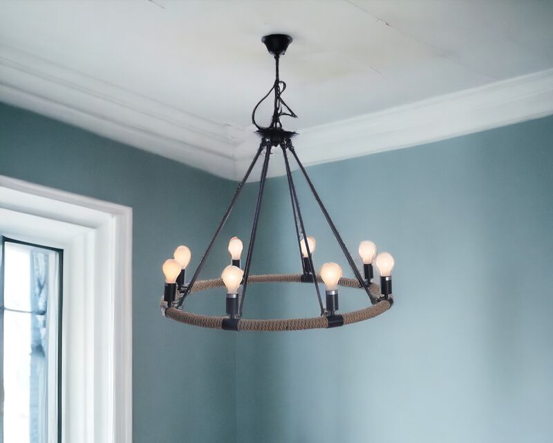 Hivvago 32" X 37" X 32" 8 Bulbs Rope  Pendant Lamp