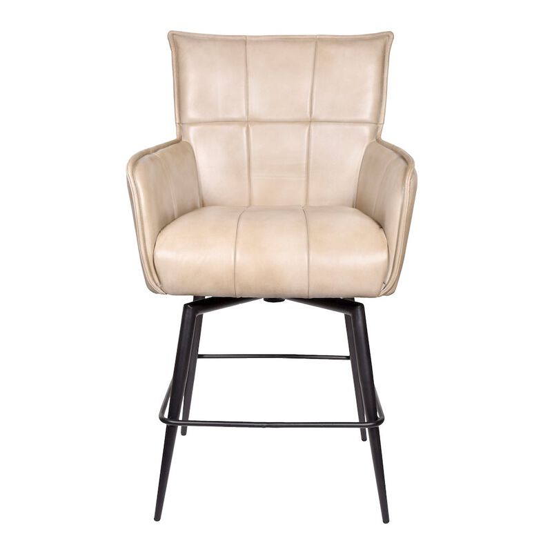 Gabriel Genuine Leather Counter Swivel Chair in Stone