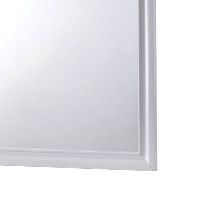 Wall Mirror with Molded Wooden Frame, White-Benzara