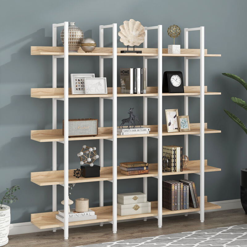 TATEUS 5 Tier Bookcase Home Office Open Bookshelf