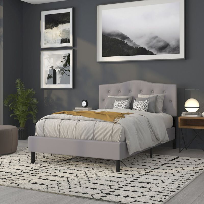 Flash Furniture Tufted Upholstered Full Size Headboard in Light Gray Fabric image number 8
