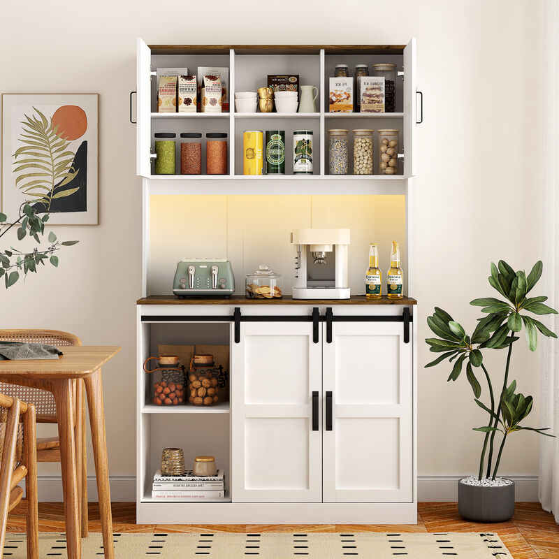 Plelse Farmhouse Tall Bar Sideboard Storage Cabinet image number 2