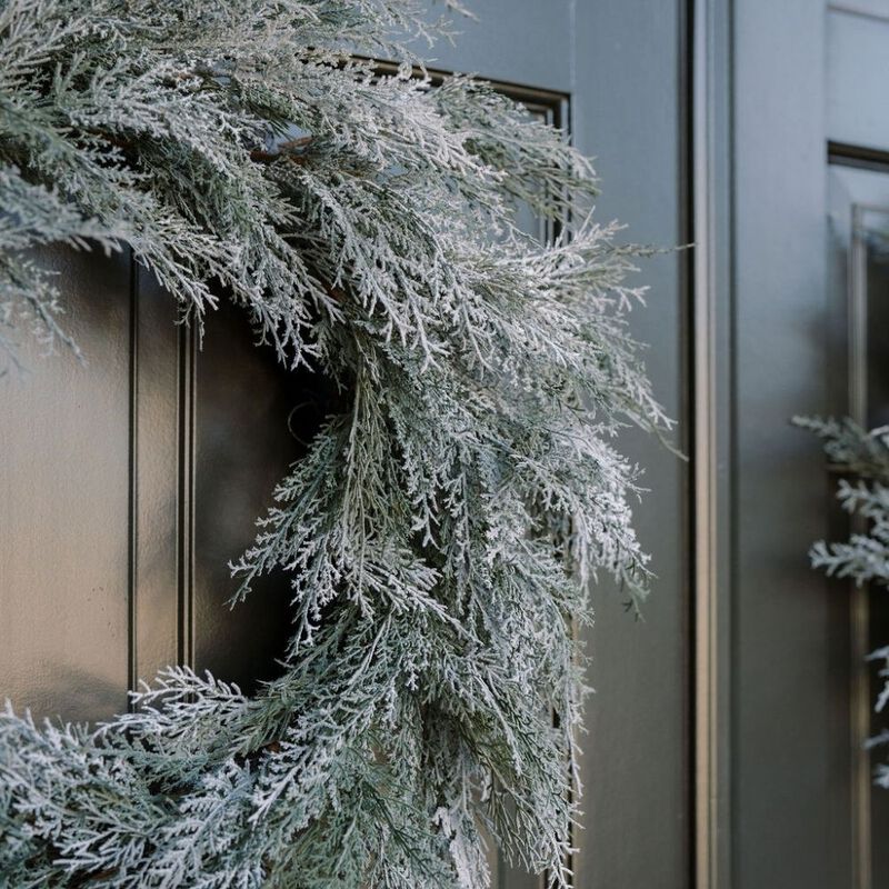 30" Flocked Cedar Wreath image number 2