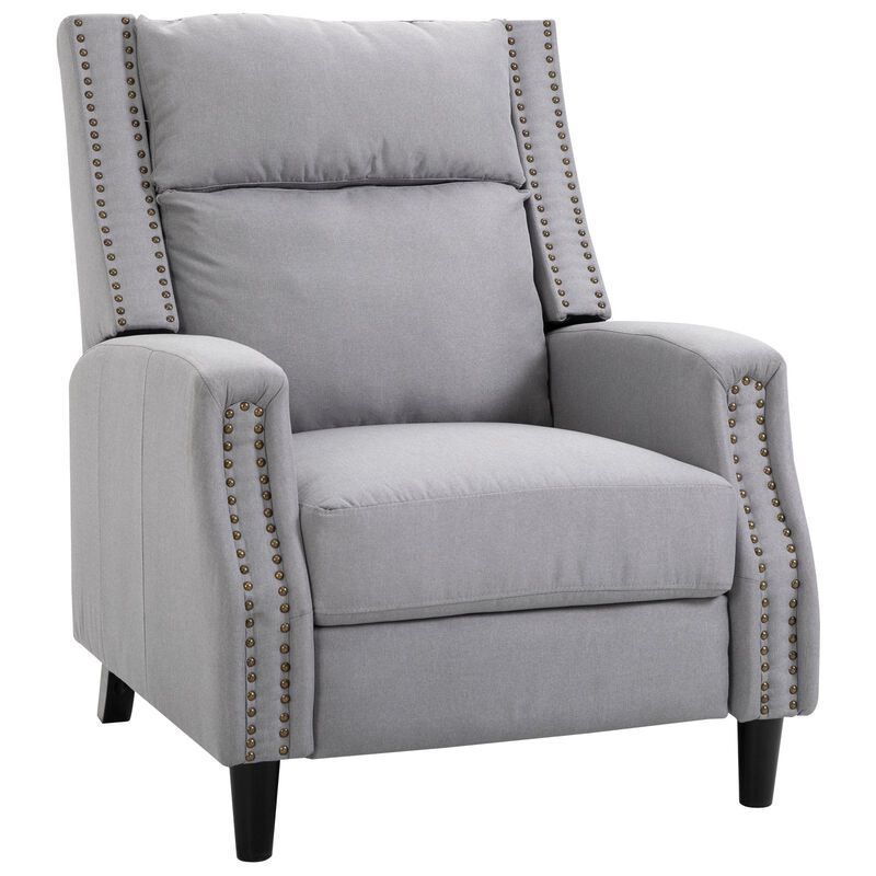Living Room Chair Recliner Reclining Sofa Chair Padded Seat Lounger with Extendable Footrest and a Linen Fabric Finish for Living Room Grey image number 1