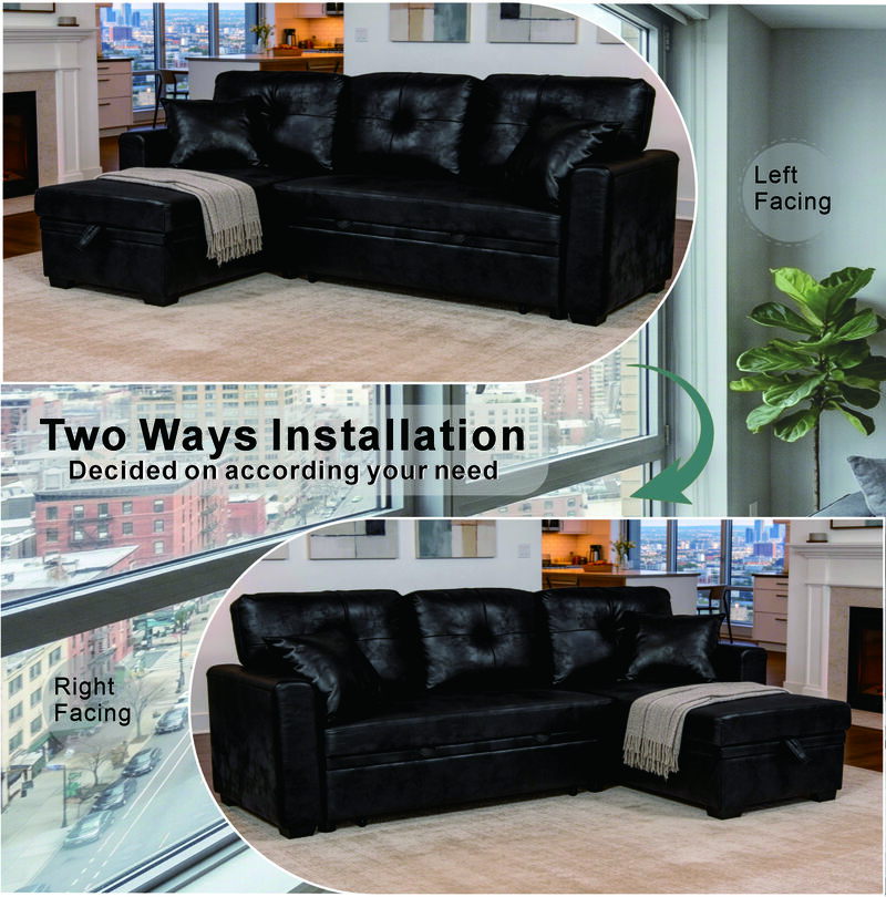 Jomple Foil Fabric Sectional Sleeper sofa image number 7