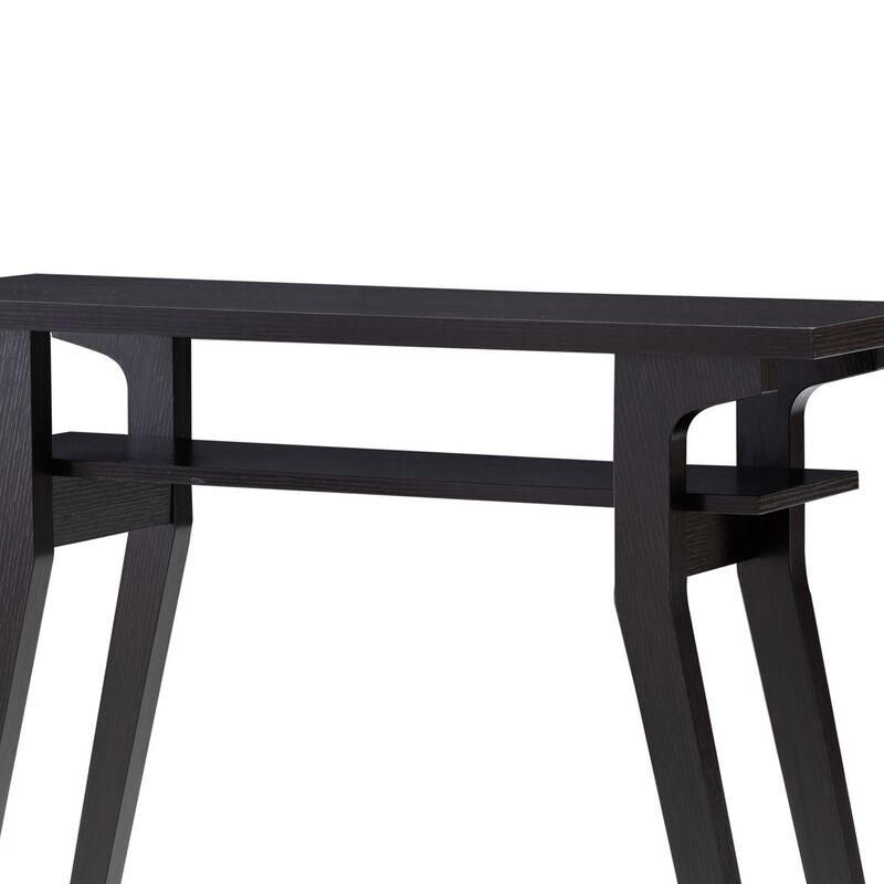 Rectangular Top Wooden Frame Console Table with 1 Open Shelf, Dark Brown-Benzara