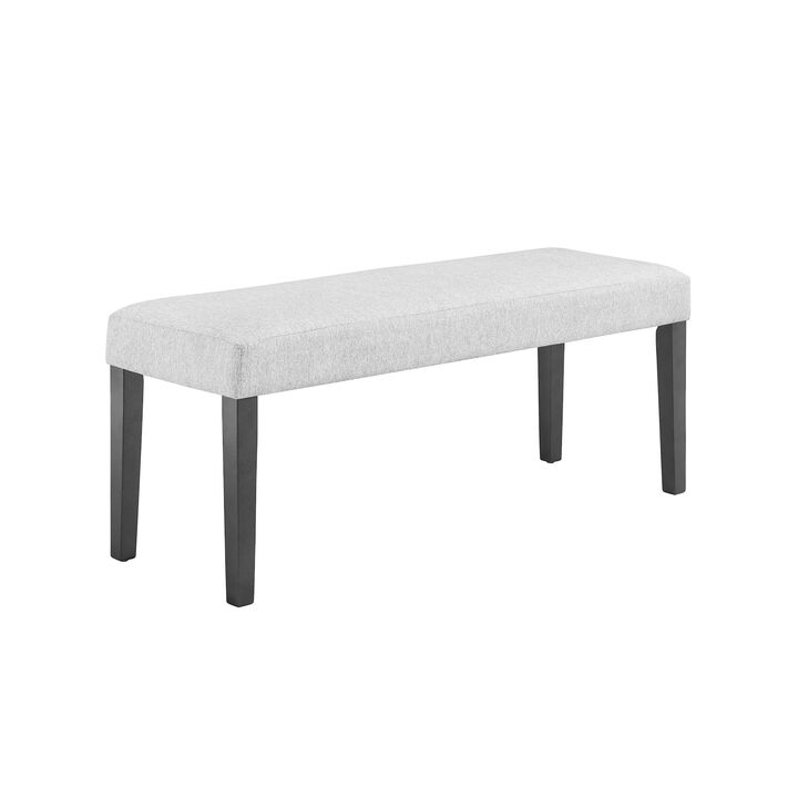 Brandon 46 Inch Bench, Wood Frame, Soft Cushion, White Fabric Upholstery - Benzara