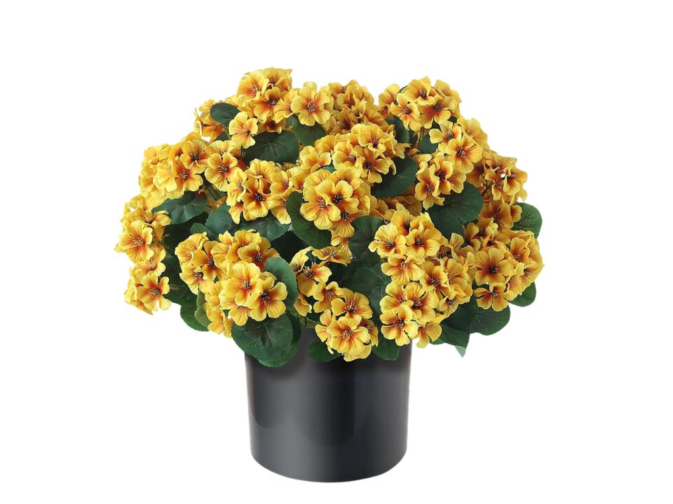 2 Pack Yellow Artificial Geranium Flowers UV Resistant Outdoor Garden Porch