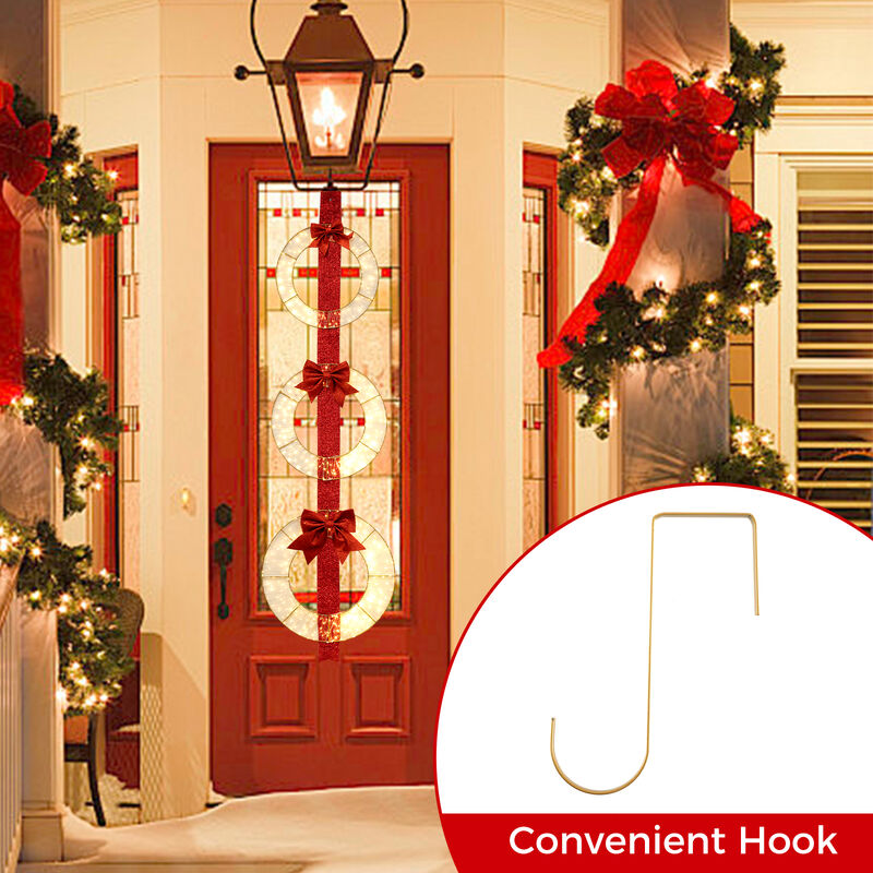 Set of 3 Christmas Lighted Wreaths with Warm White LED Lights and Bows image number 8