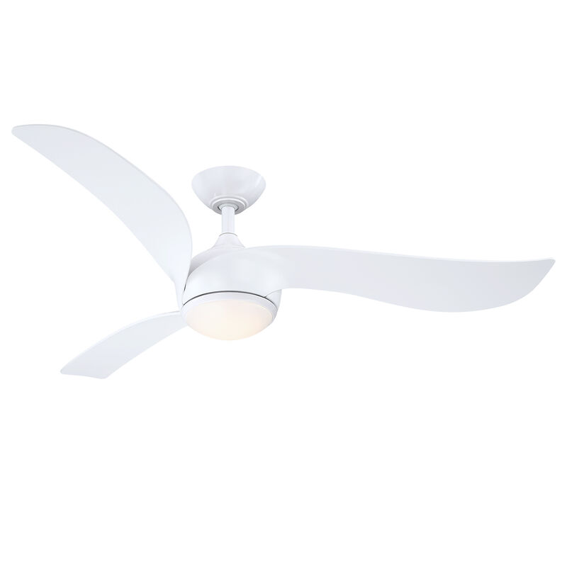 52" Modern White Reversible Dimmable 3 Aero Blades Ceiling Fan with Light and Remote for Bedroom, Living Room or Office image number 0