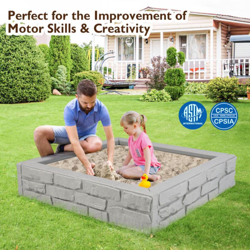 Hivvago 2-In-1 HDPE Kids Sandbox with Cover and Bottom Liner