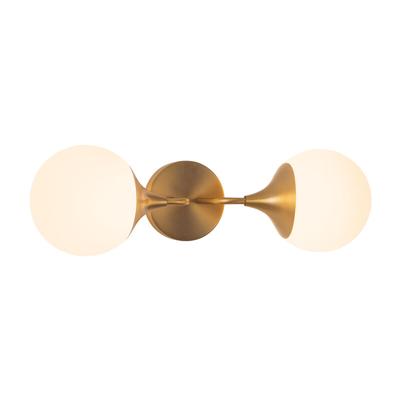 Nouveau 19-in Aged Gold/Opal Matte Glass 2 Lights Damp-Rated Wall/Vanity Light image number 1