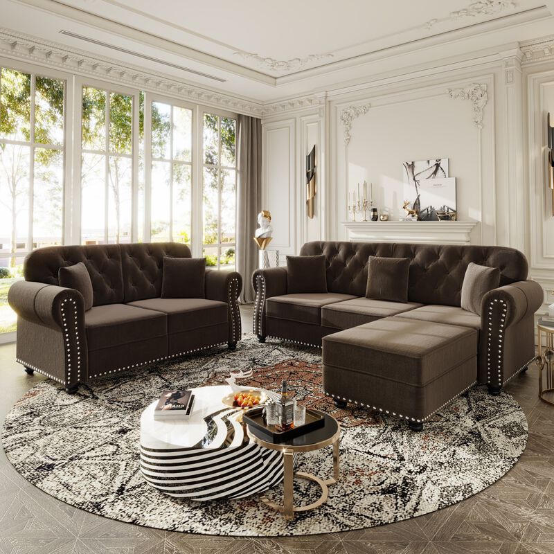 Takcaf Chesterfield Sofa Set image number 2