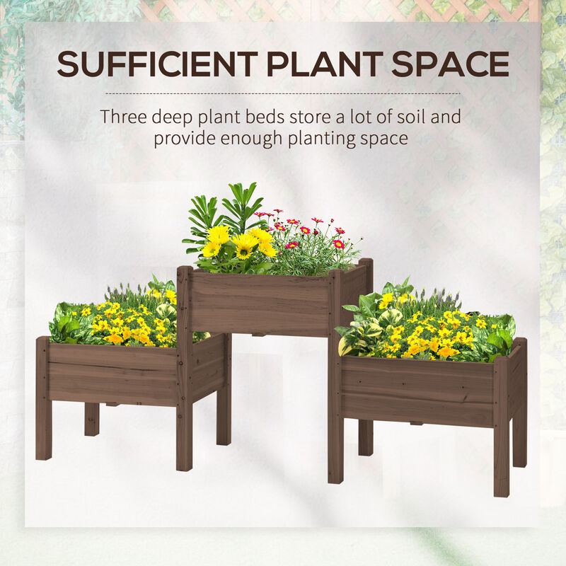 Hivvago 3-Planter Raised Garden Bed for Flowers, Herbs, and Vegetables image number 5