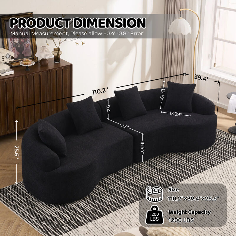 Merax Curved Boneless Sofa Couches Sleeper for Living Room