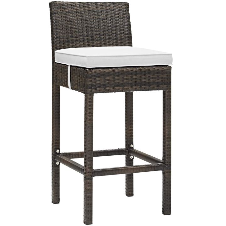 Modway EEI-3603-BRN-WHI Conduit Bar Stool Outdoor Patio Wicker Rattan Set of 2 in Brown White, Two