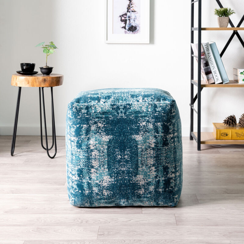 Abstract Pattern Pouf Ottoman – Stylish Footrest and Floor Pillow